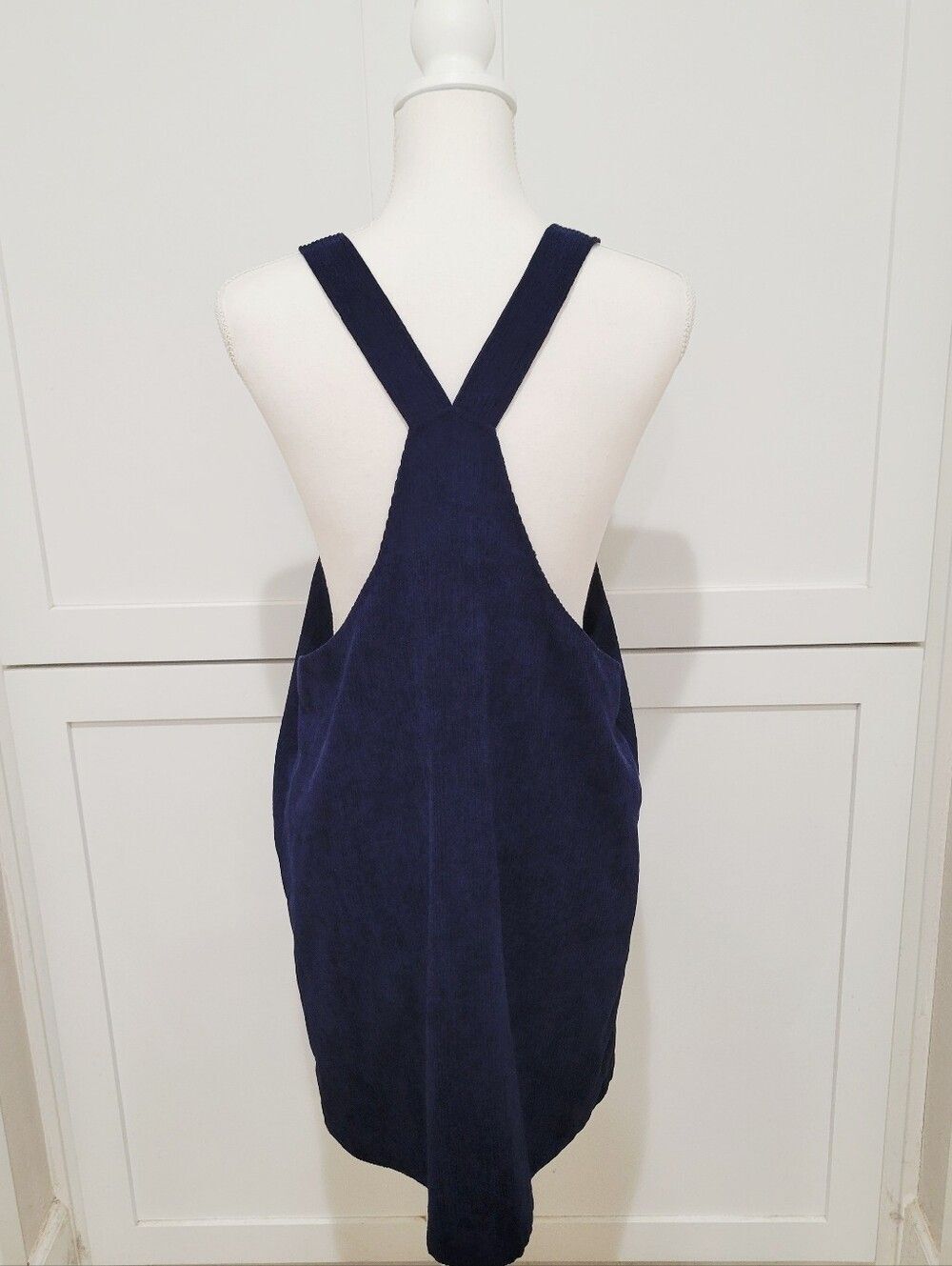 ModCloth Navy Blue Corduroy Romper Dress with Adjustable Straps | Size Large - Picture 4 of 9